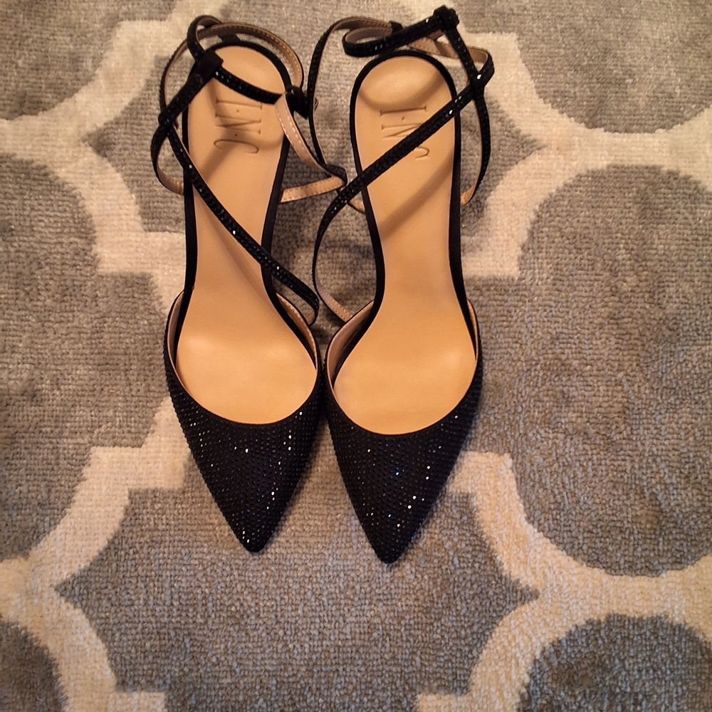 INC International Concepts Black Glitter Heels
